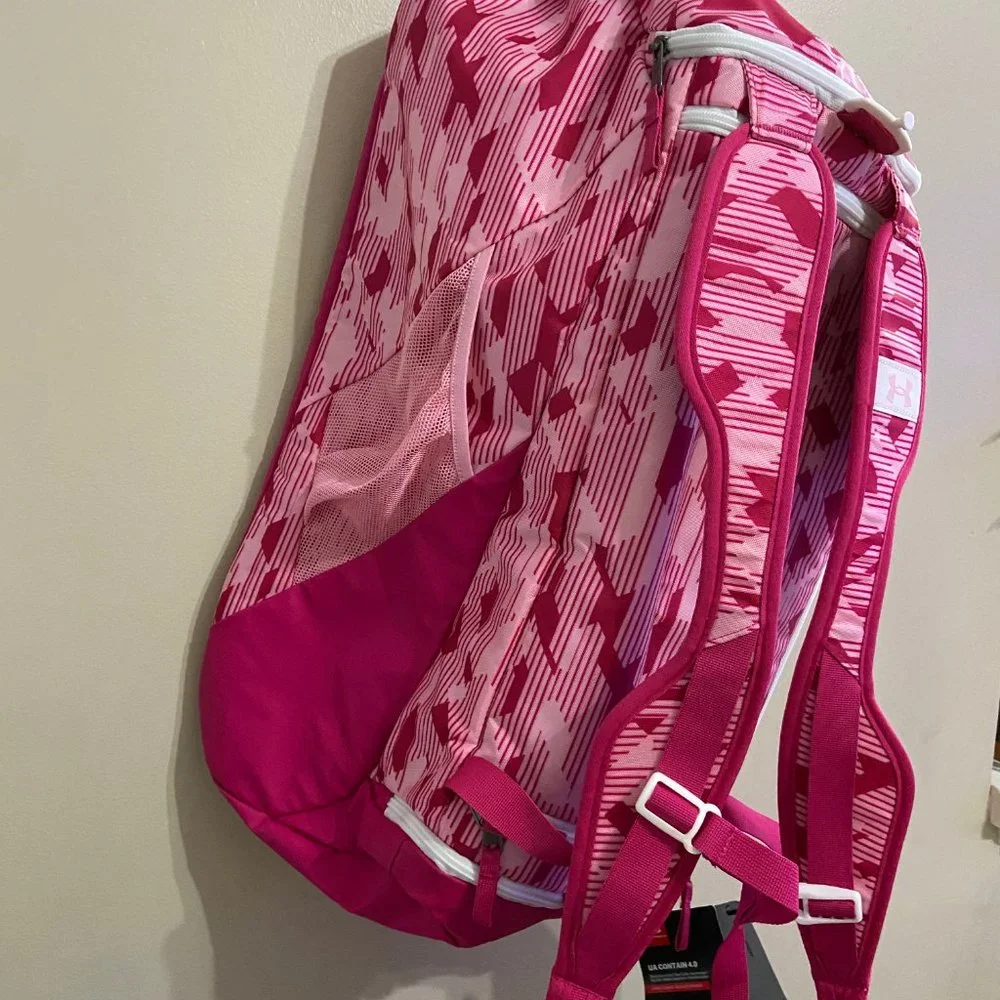 Under Armour UA UAA Grils Contain 4.0 Backpack Duffle Bag Pink Basketball EYBL